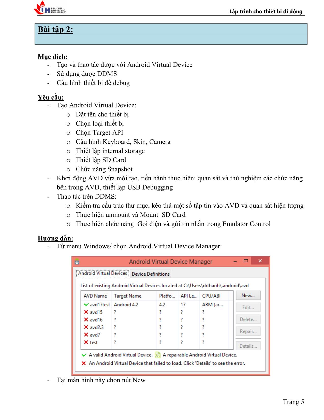 Hướng dẫn thực hành lập trình cho thiết bị di động (Android OS) trang 5