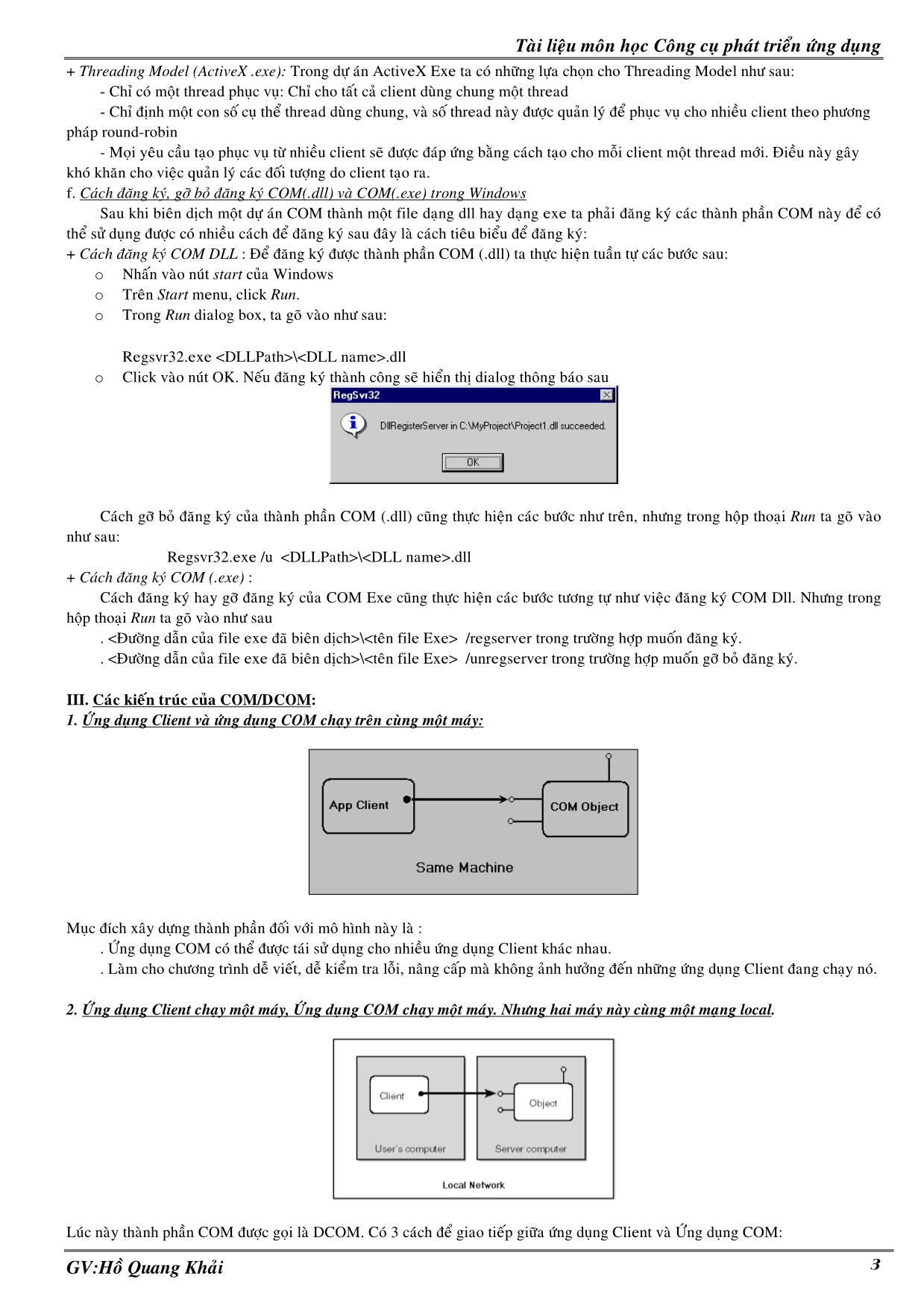 Kỹ thuật về các mô hình lập trình ứng dụng, các kiến trúc COM/DCOM và cách hiện thực ứng dụng dựa trên các kiến trúc này trang 3