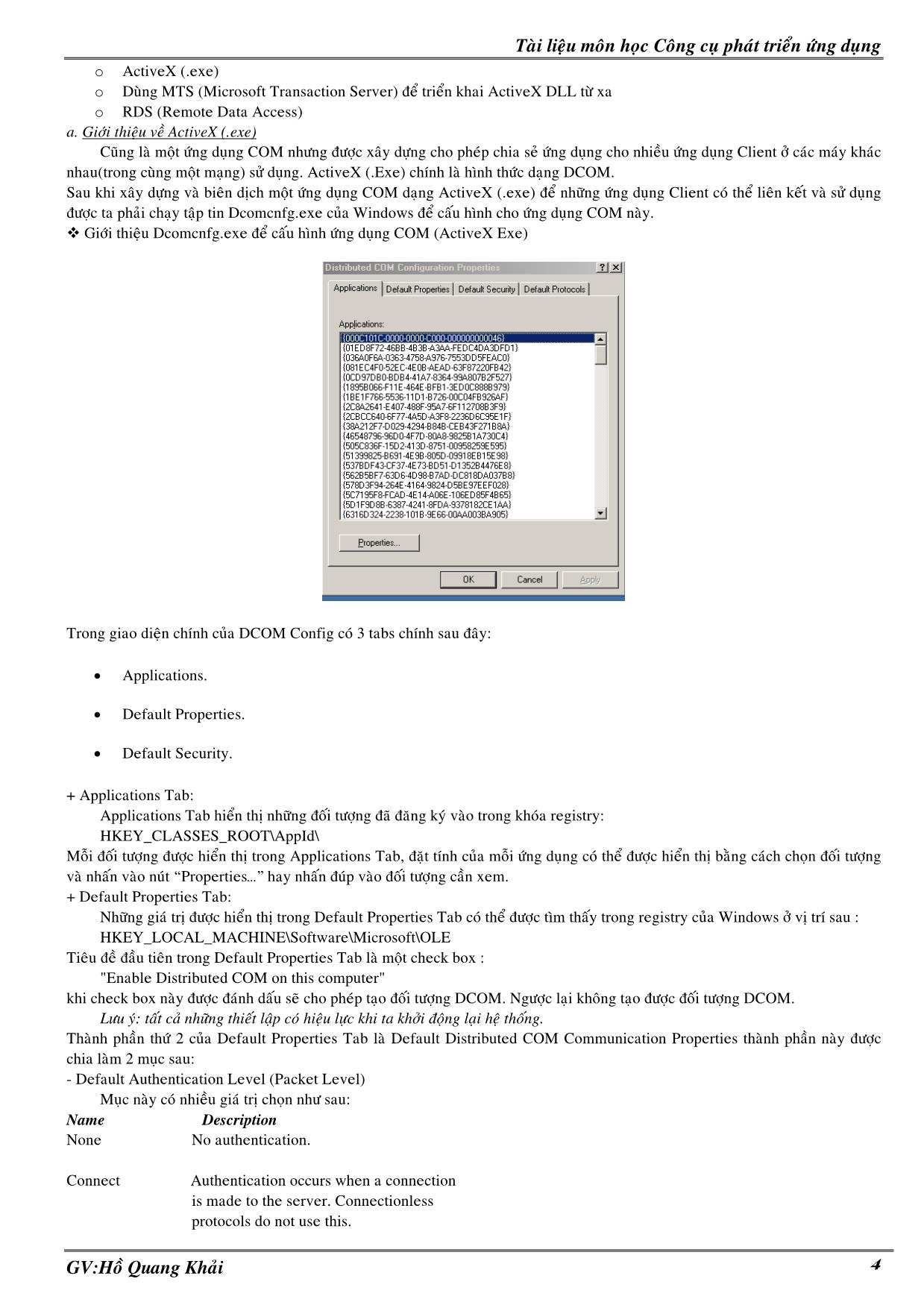 Kỹ thuật về các mô hình lập trình ứng dụng, các kiến trúc COM/DCOM và cách hiện thực ứng dụng dựa trên các kiến trúc này trang 4