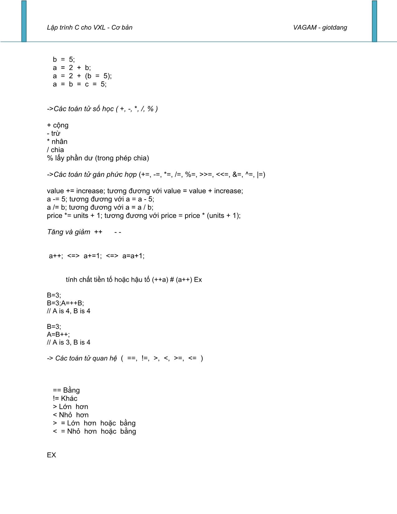 Lập trình C cho Vi xử lý cơ bản trang 4