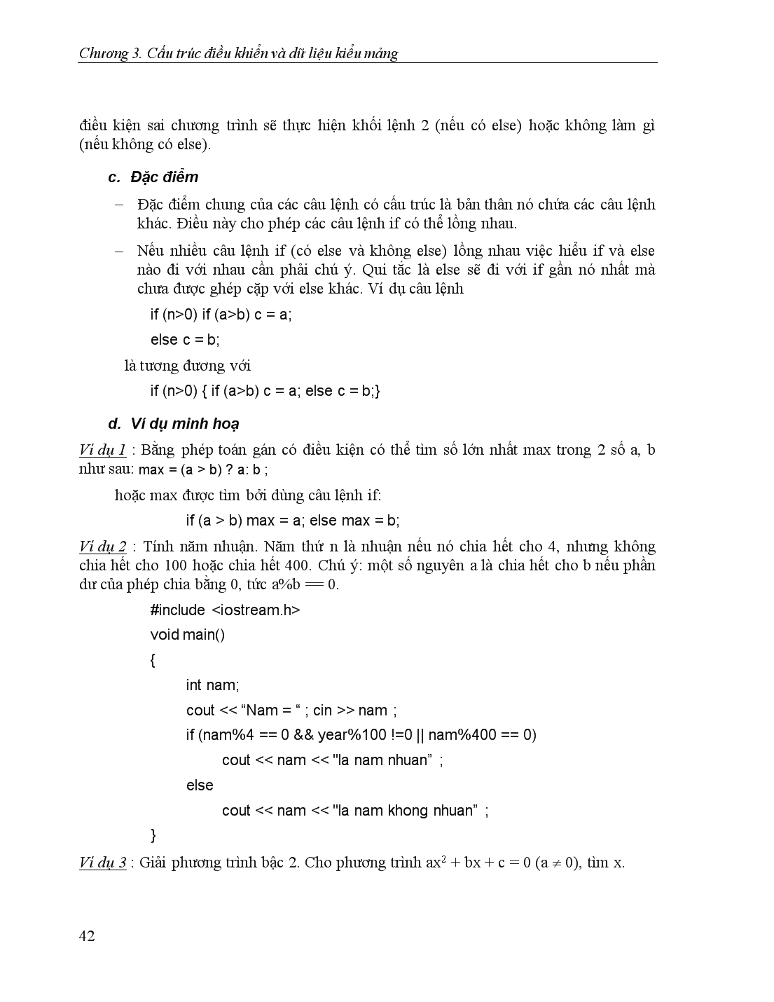 Lập trình C++ - Chương 3: Cấu trúc điều khiển và dữ liệu kiểu mảng trang 2