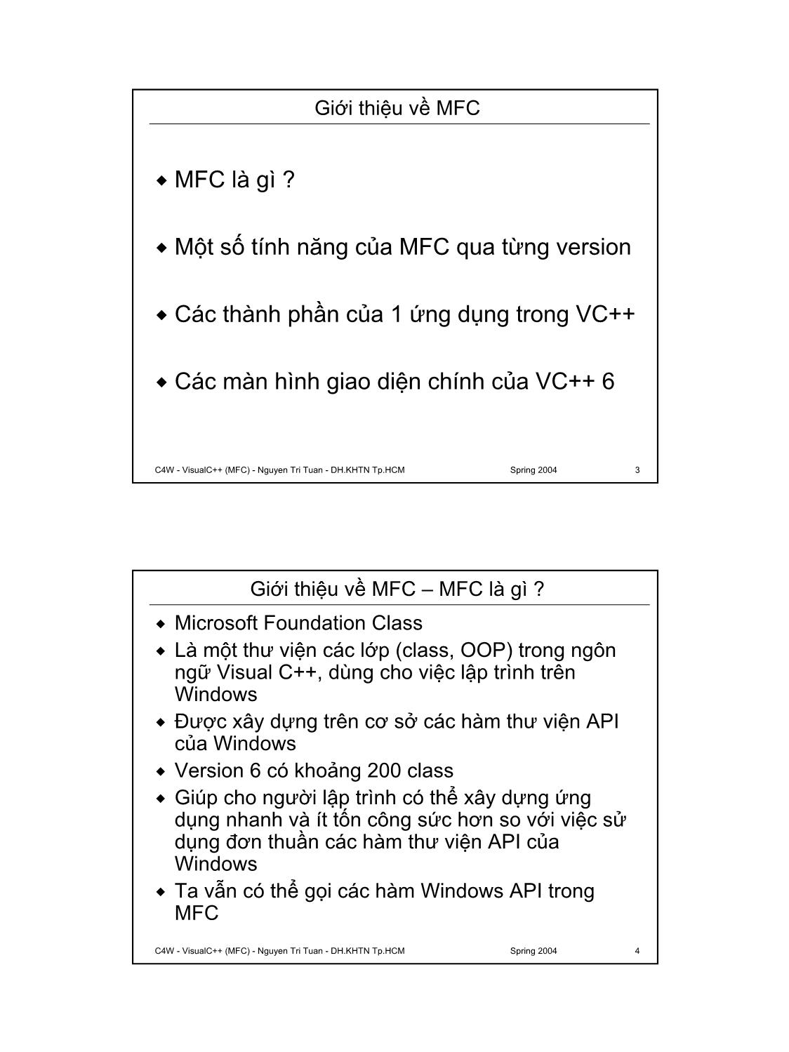 Lập trình C trên Windows - Kỹ thuật lập trình Visual C++ (MFC) trang 2