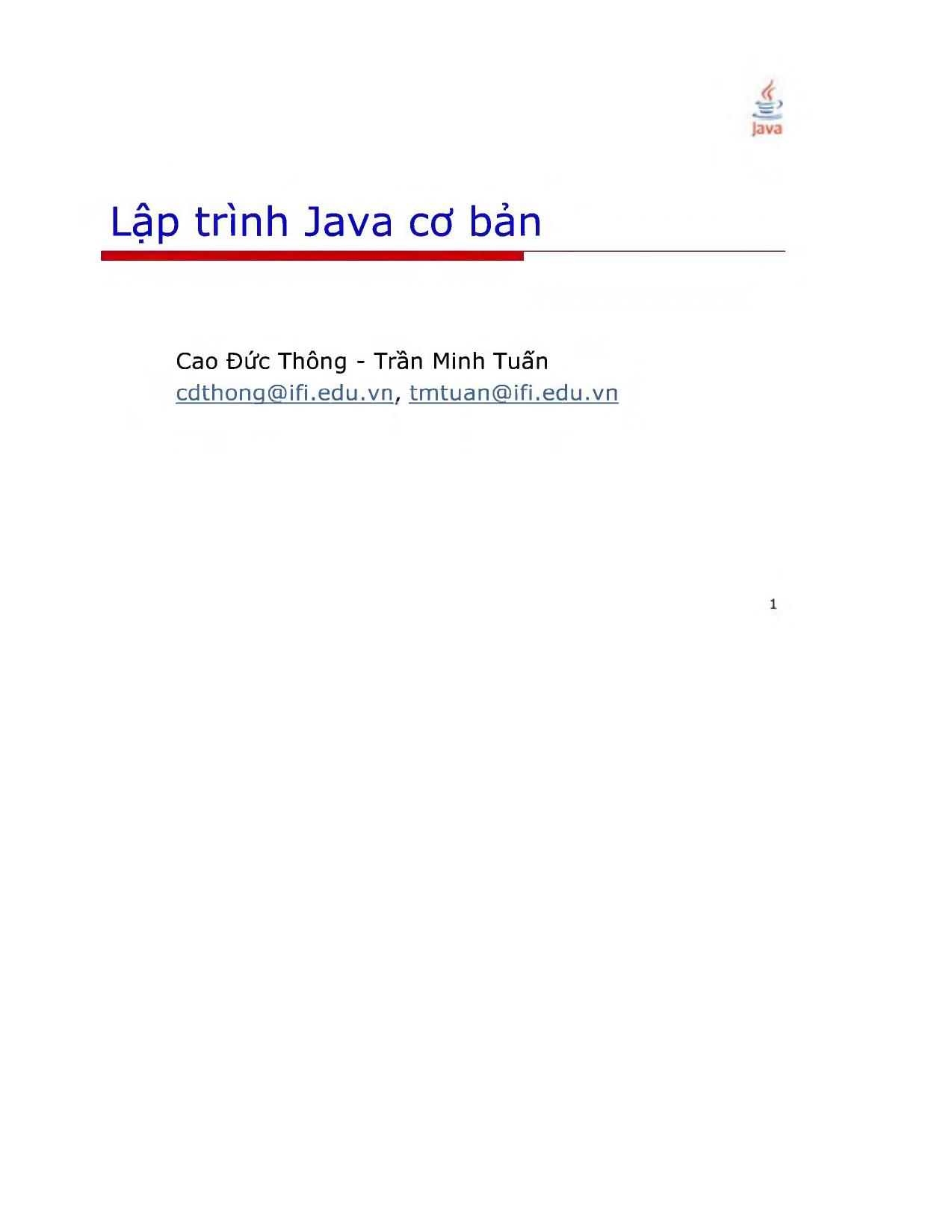 Lập trình Java cơ bản - Bài 2: OOP trong Java trang 1