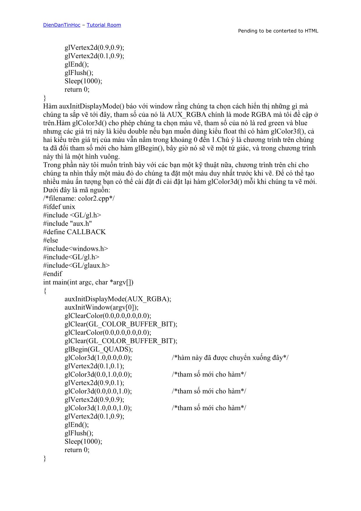 Lập trình Opengl với thư viện AUX trang 5