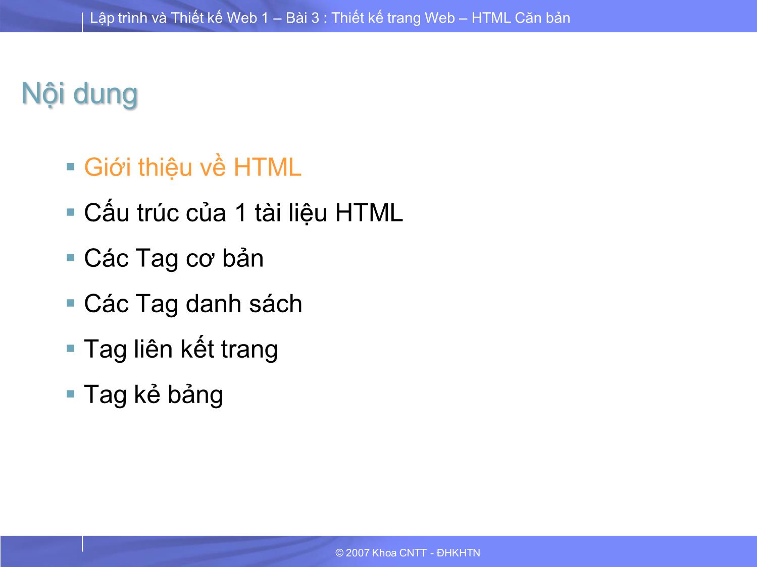 Lập trình và thiết kế Web 1 - Bài 3: Thiết kế trang Web HTML căn bản trang 3