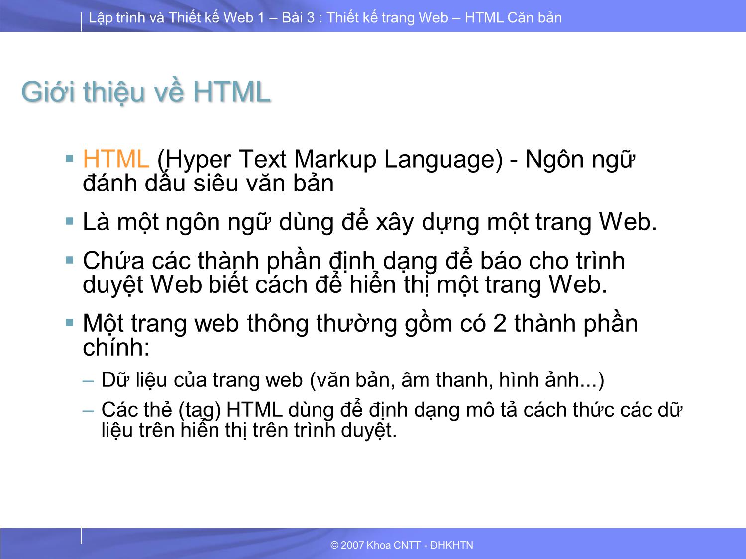 Lập trình và thiết kế Web 1 - Bài 3: Thiết kế trang Web HTML căn bản trang 4