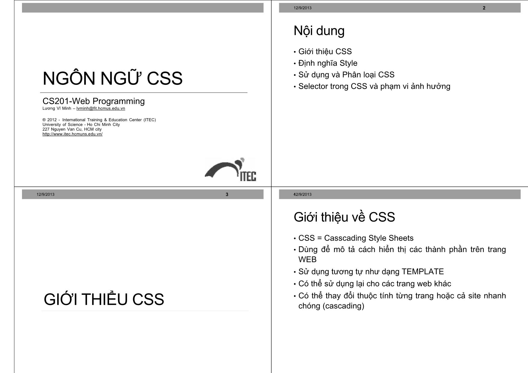 Ngôn ngữ CSS trang 1