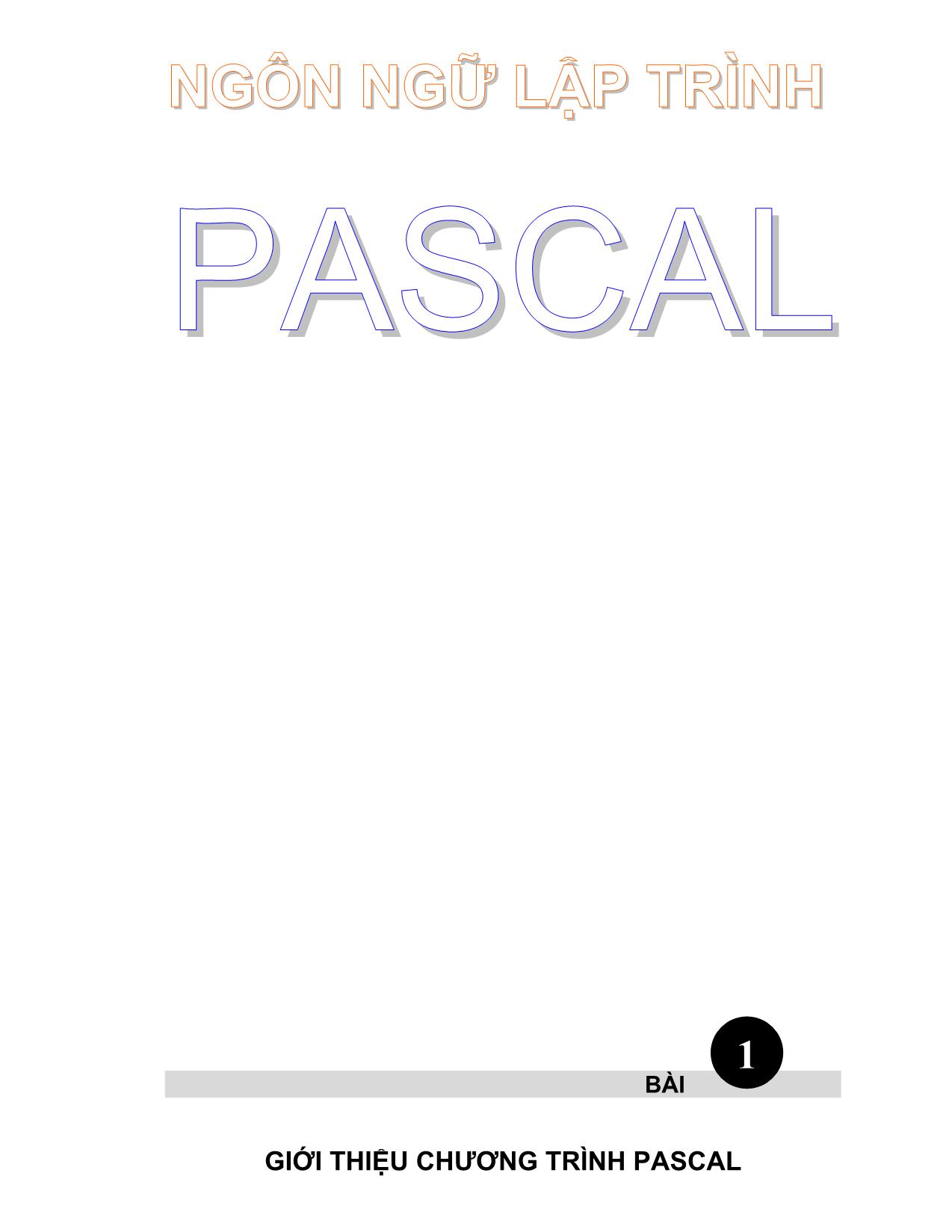 Ngôn ngữ lập trình Pascal trang 1