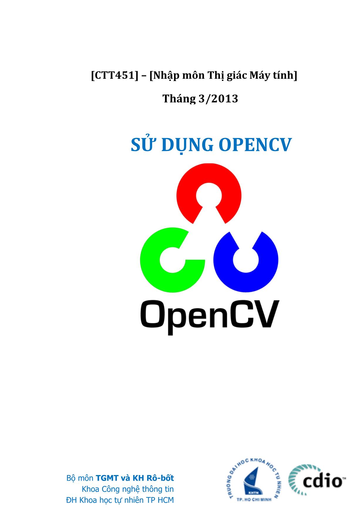 Nhập môn thị giác máy tính - Sử dụng OpenCV trang 1