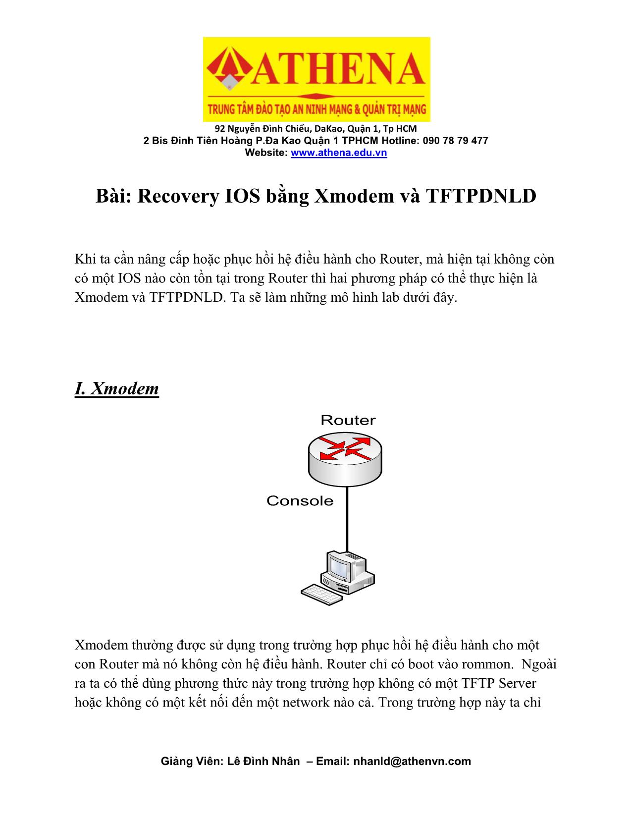 Recovery IOS bằng Xmodem và TFTPDNLD trang 1