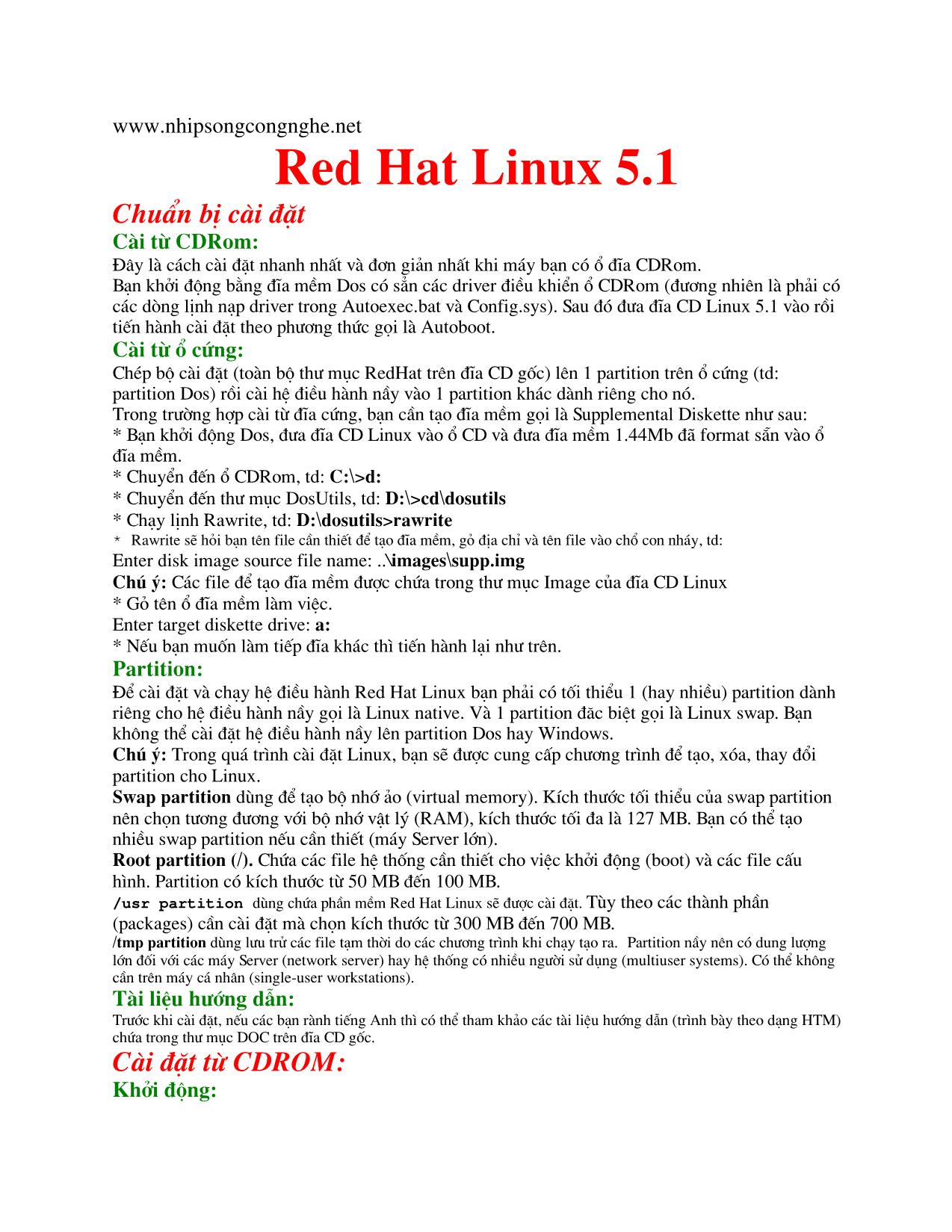 Red Hat Linux 5.1 trang 2