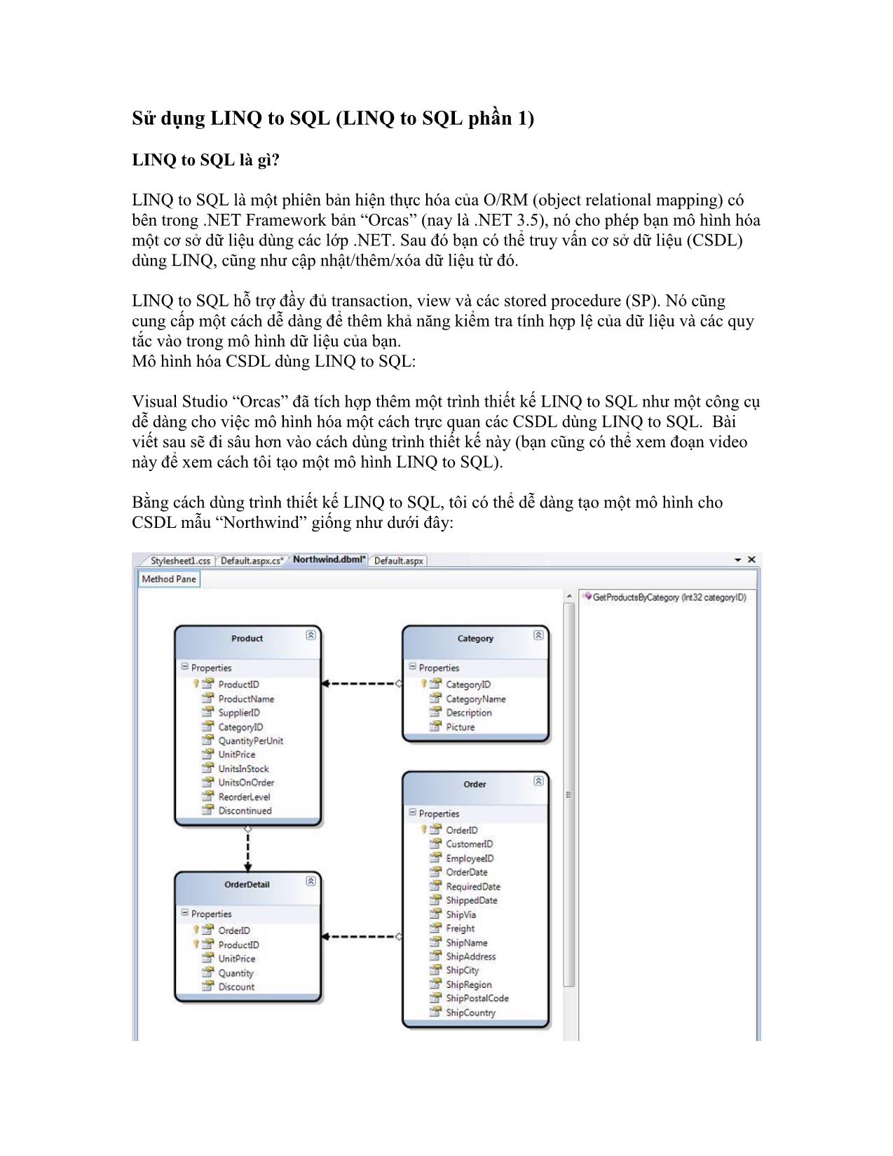 Sử dụng LINQ to SQL trang 1
