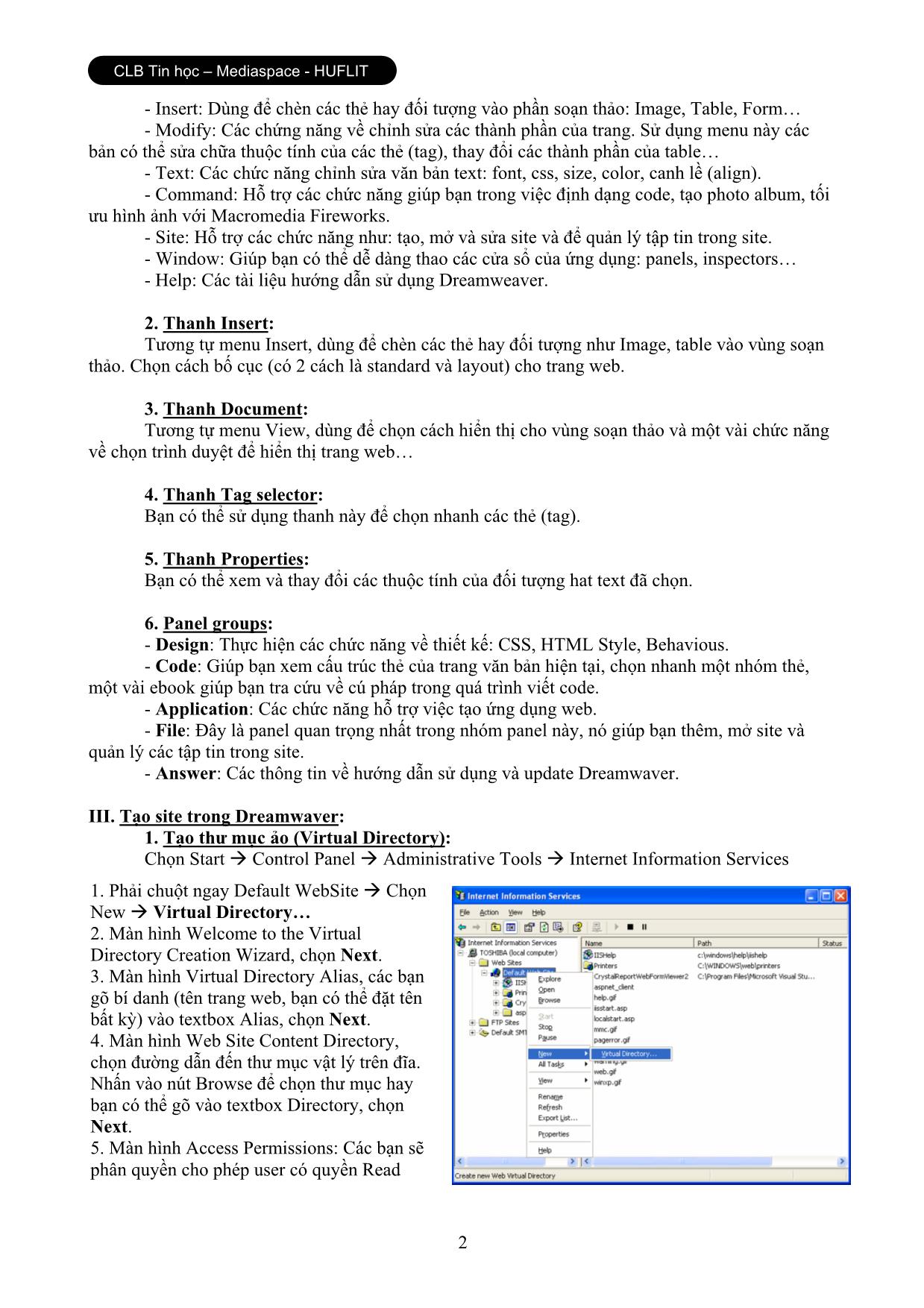 Sử dụng Macromedia Dreamweaver MX trang 2