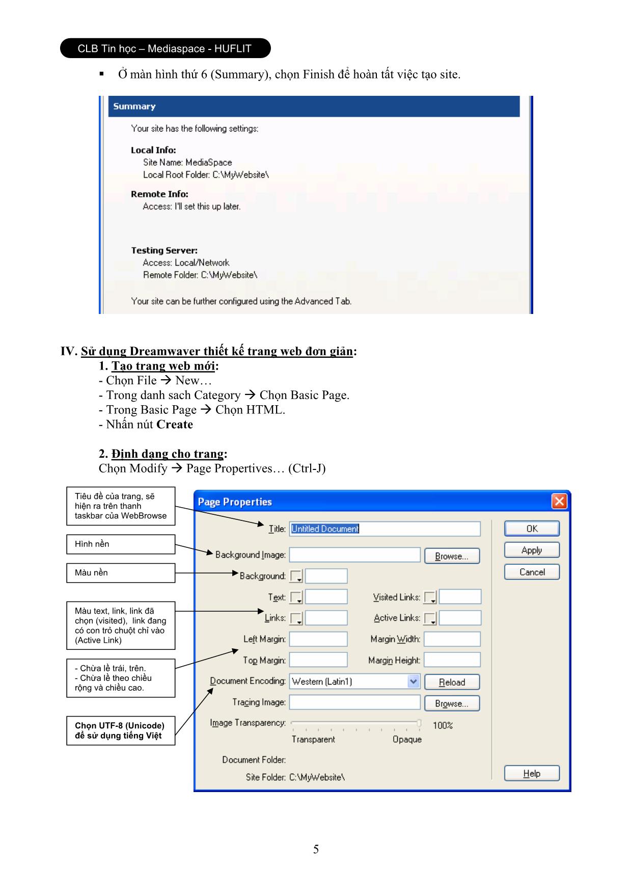 Sử dụng Macromedia Dreamweaver MX trang 5
