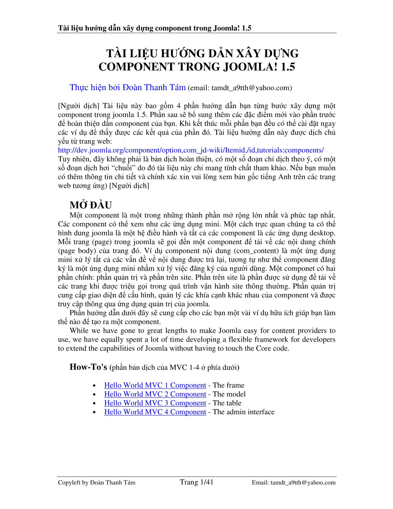 Tài liệu hướng dẫn xây dựng component trong Joomla! 1.5 trang 1