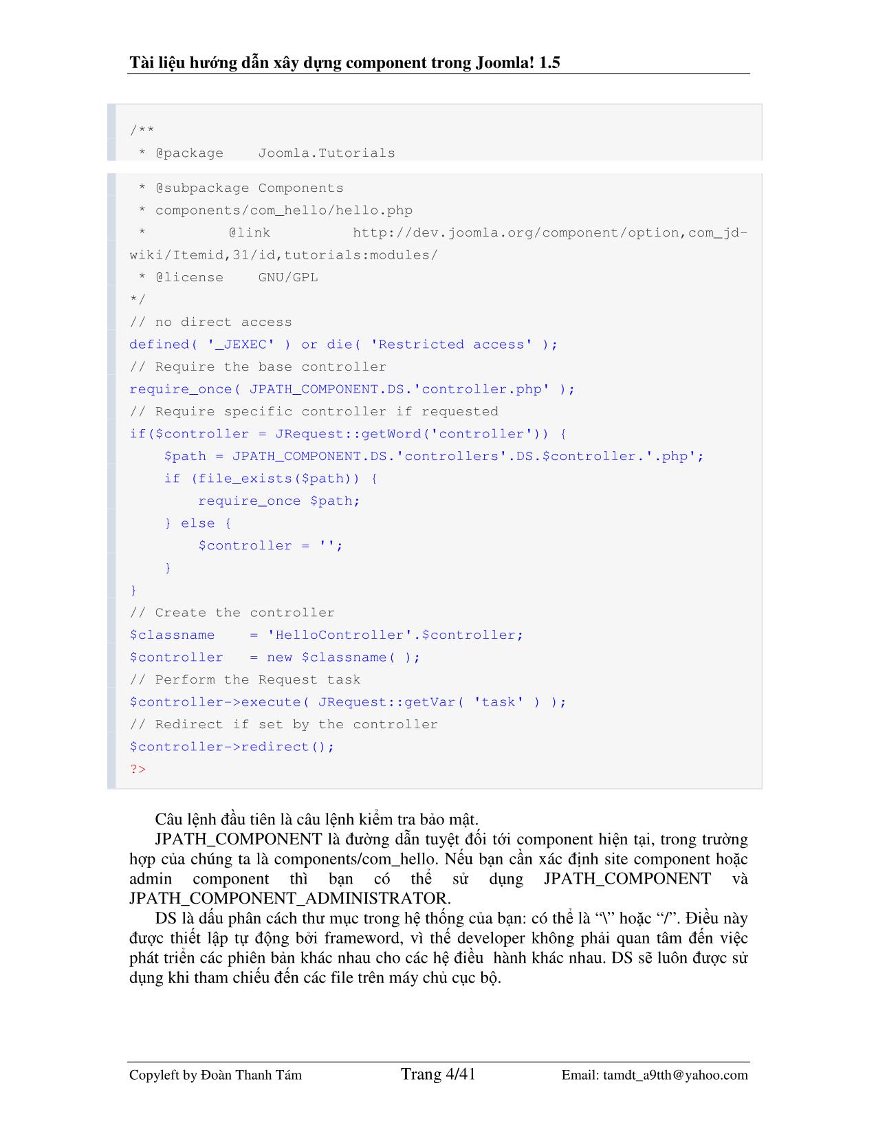 Tài liệu hướng dẫn xây dựng component trong Joomla! 1.5 trang 4