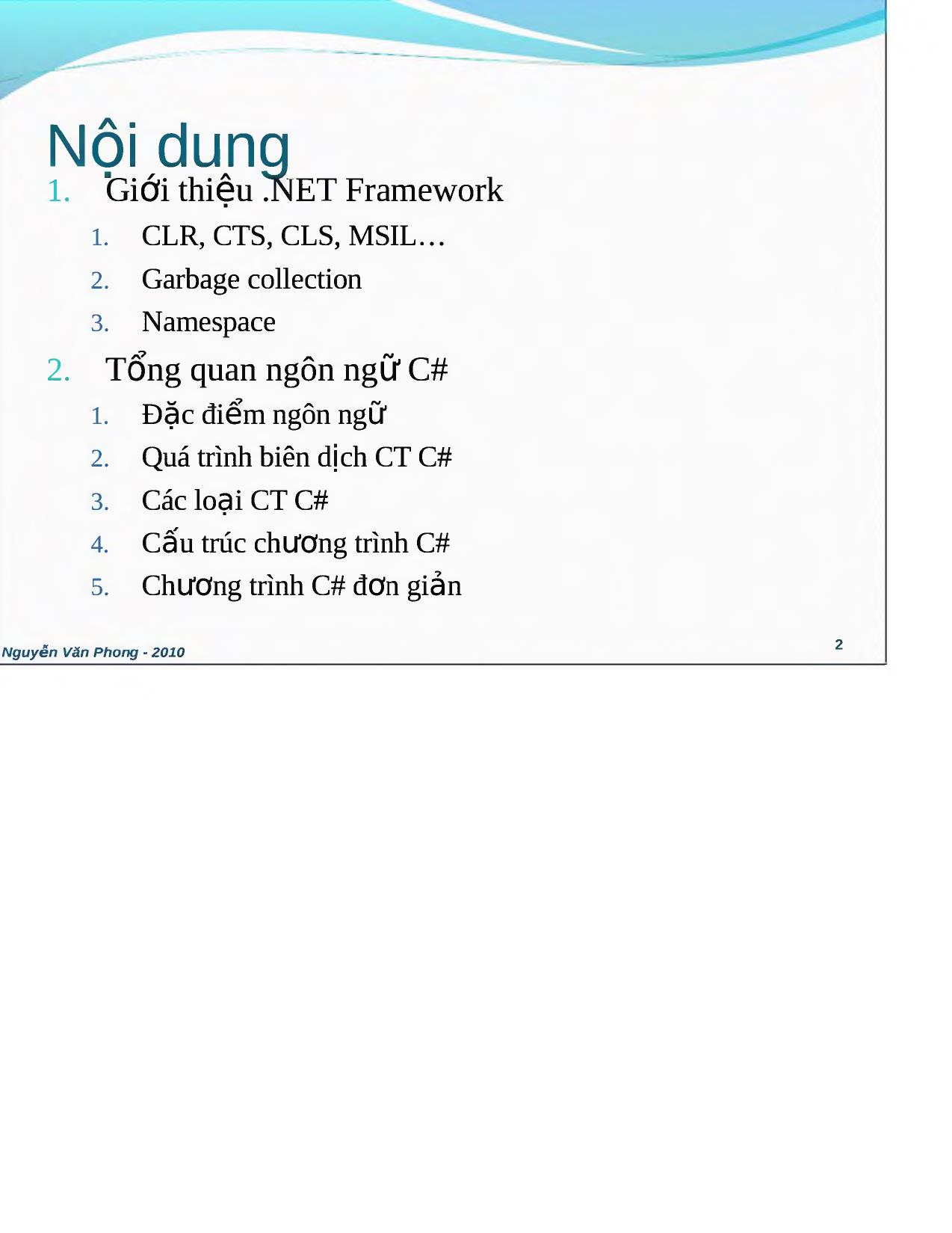 Tổng quan .NET ngôn ngữ C# trang 2