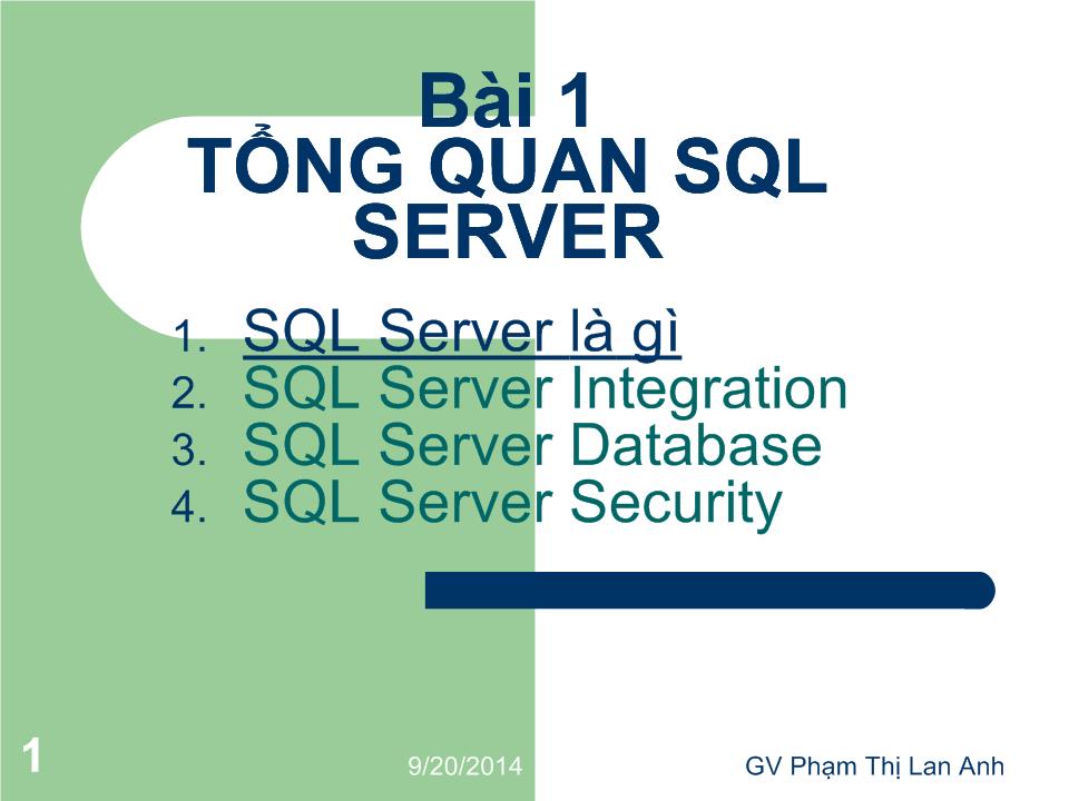 Tổng quan SQL Server trang 1
