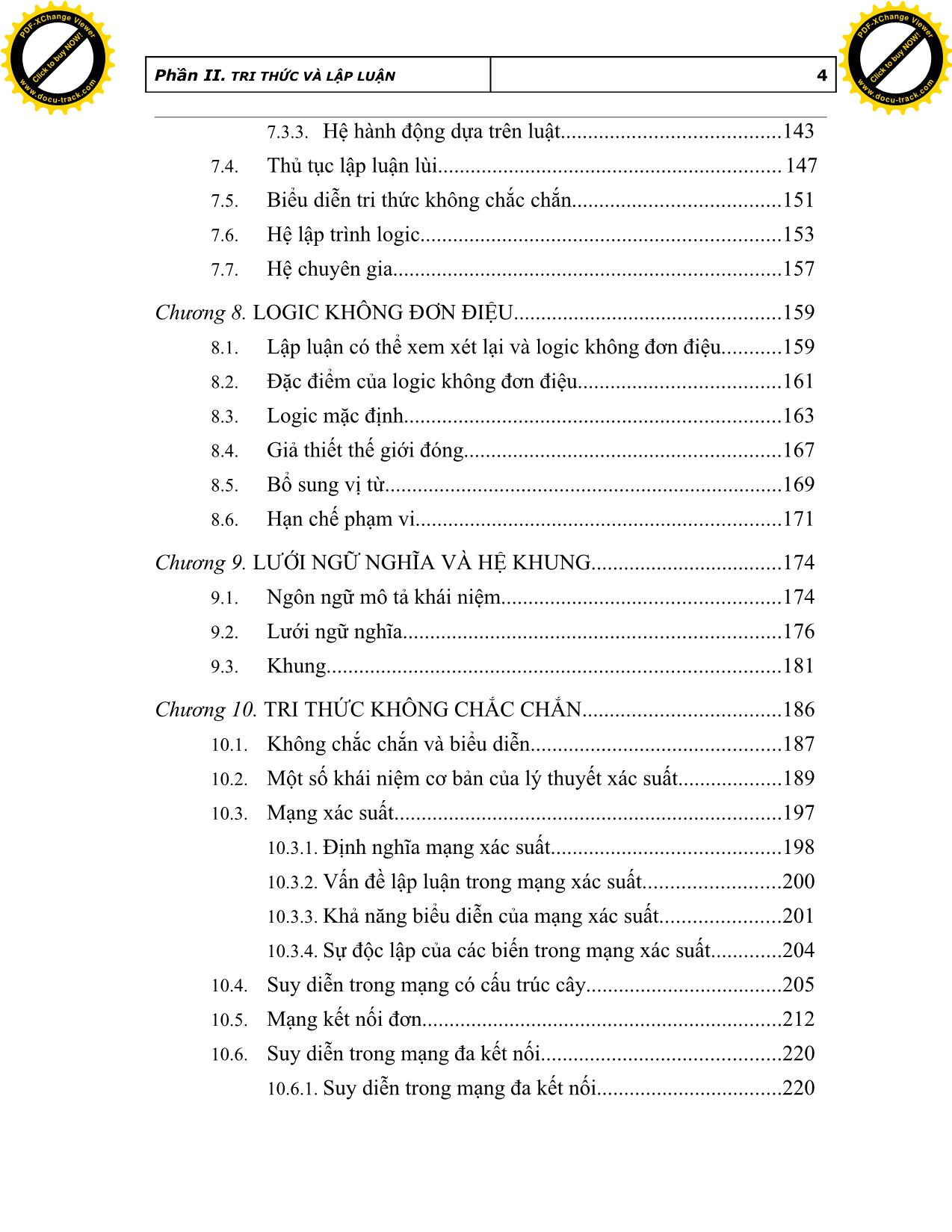 Trí tuệ và nhân tạo - Phần 2: Tri thức và lập luận trang 4