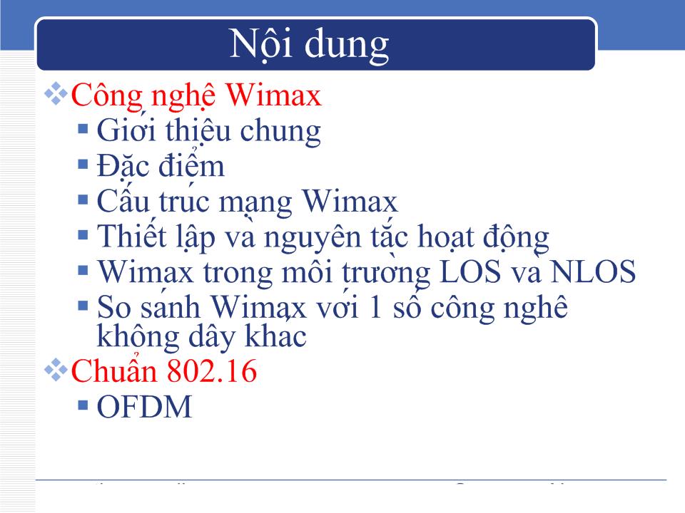Bài giảng Công nghệ WiMAX trang 2