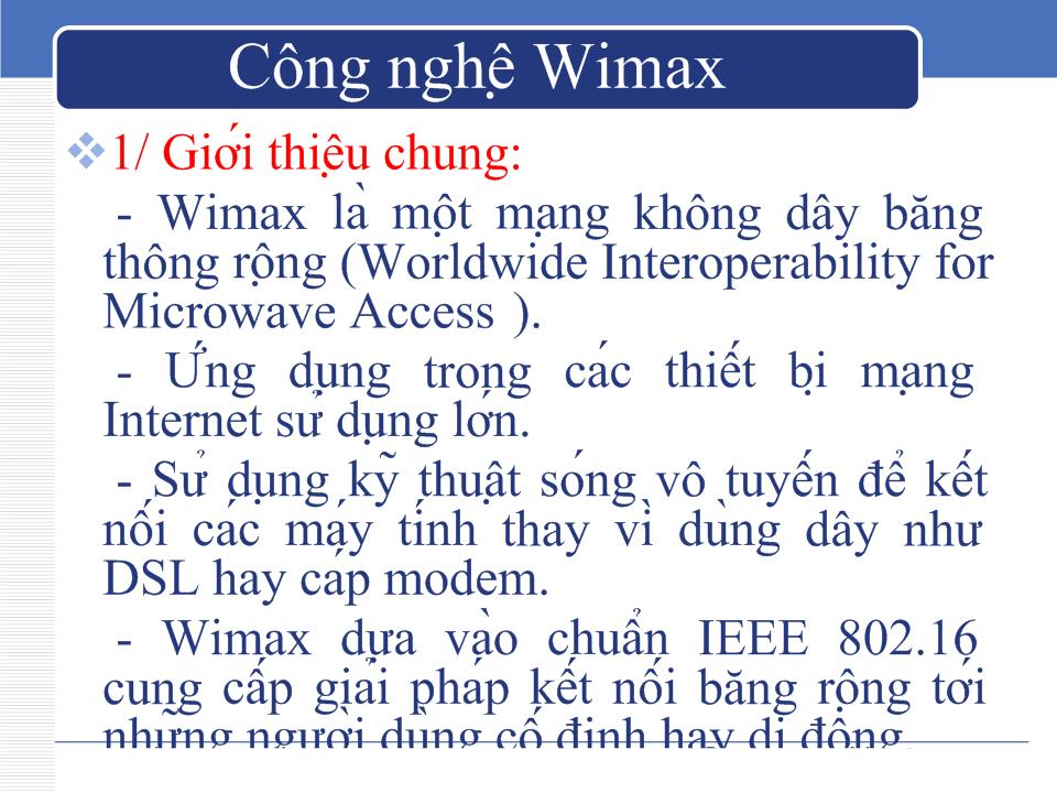 Bài giảng Công nghệ WiMAX trang 3