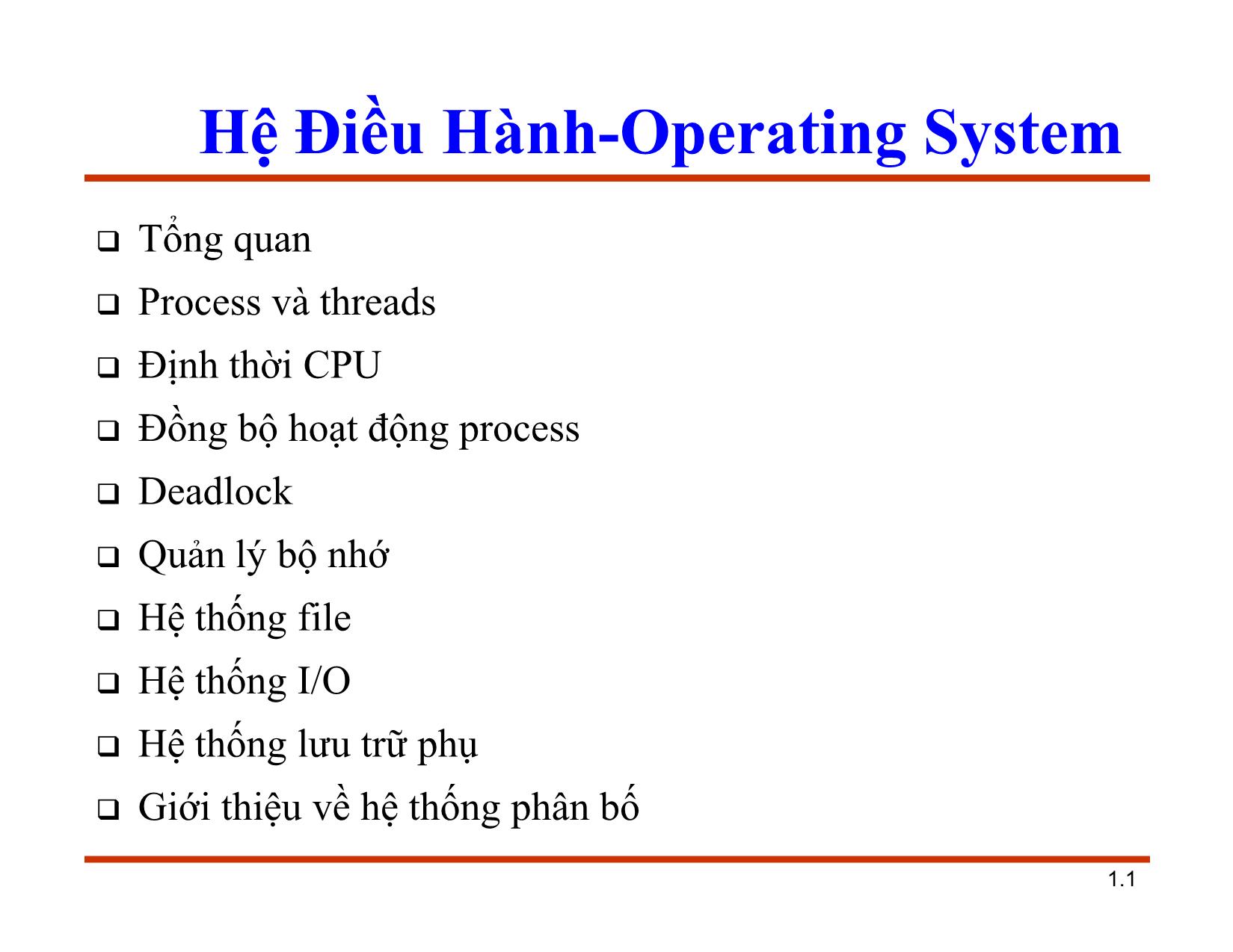 Bài giảng Hệ điều hành (Operating System) trang 1