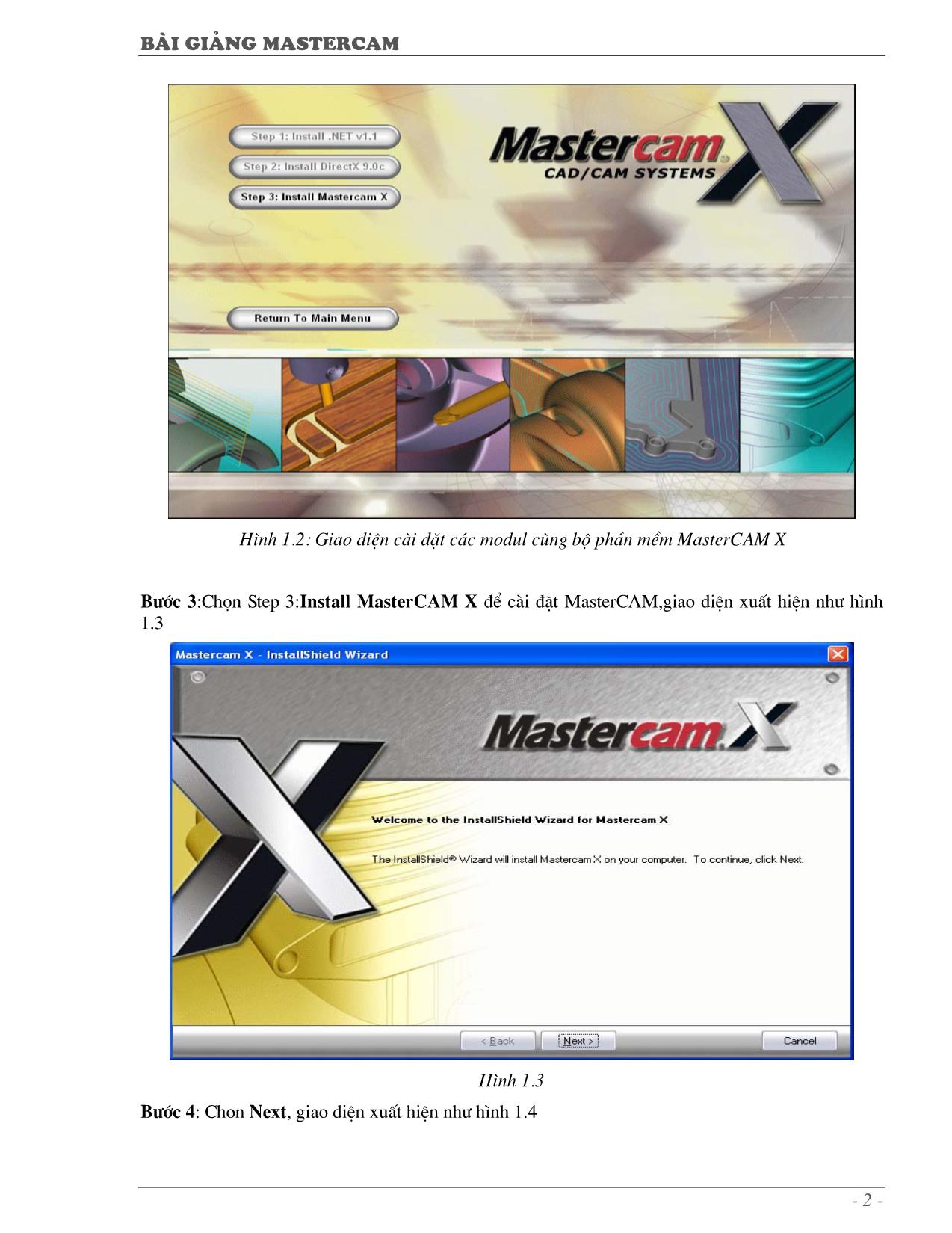 Bài giảng Mastercam - Chương 1: Môi trường Mastercam X trang 2