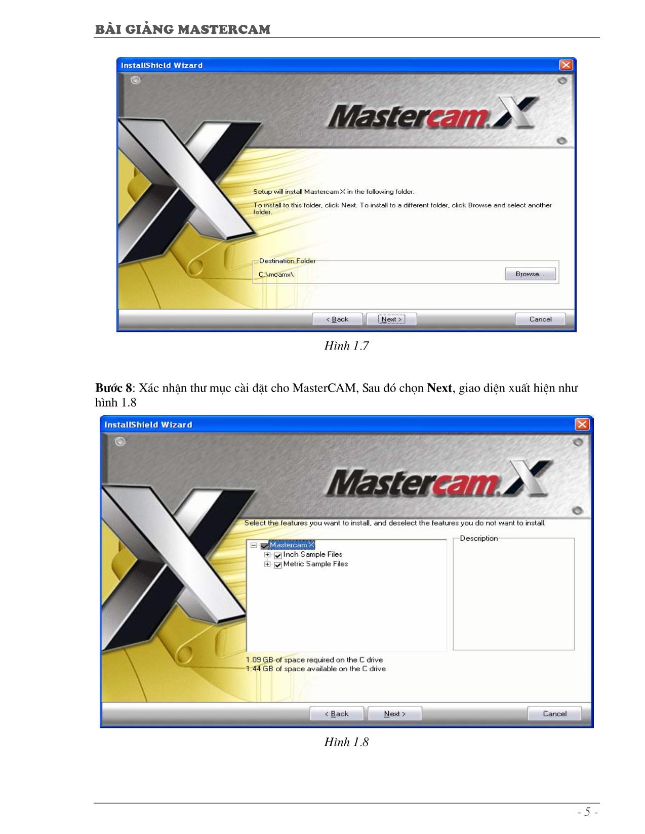 Bài giảng Mastercam - Chương 1: Môi trường Mastercam X trang 5