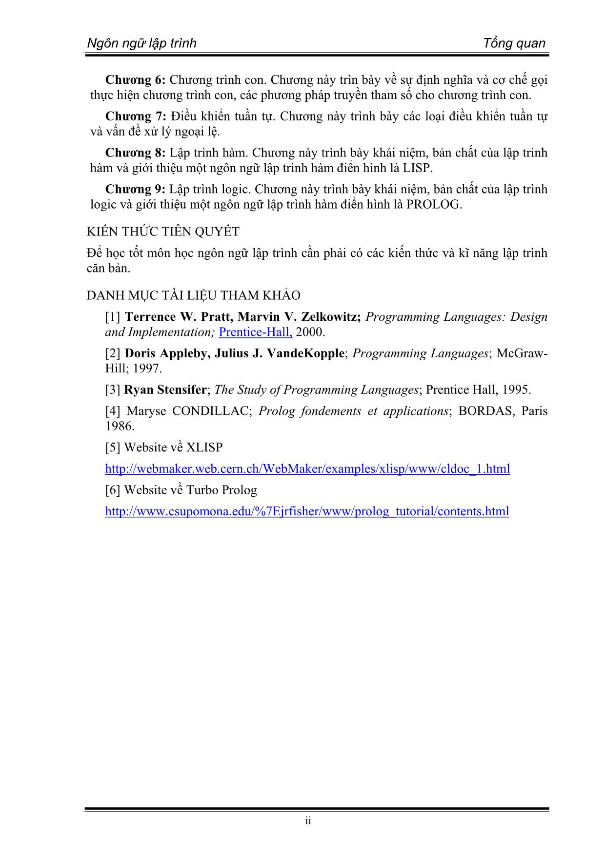 Bài giảng Ngôn ngữ lập trình trang 5