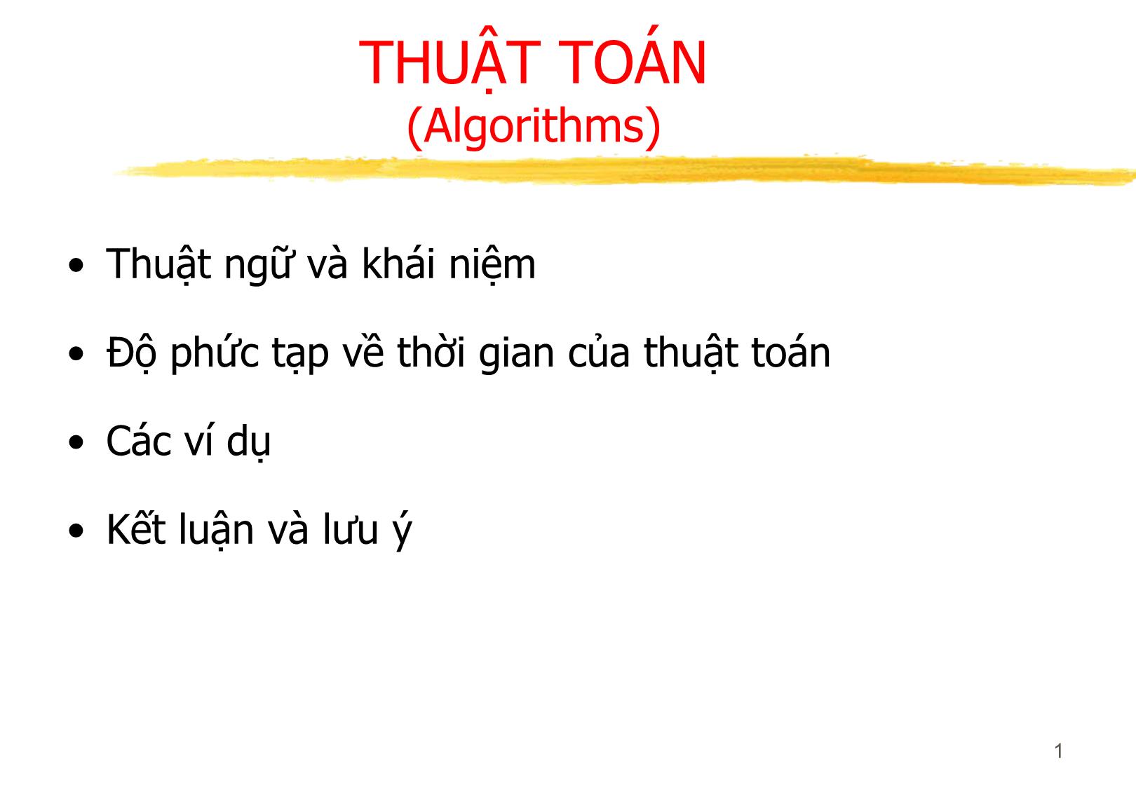 Bài giảng Thuật toán (Algorithms) trang 1