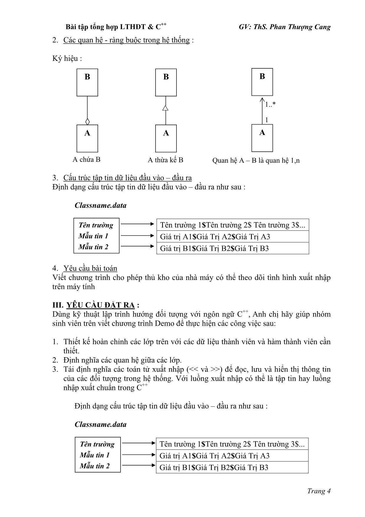 Bài tập thực hành tổng hợp Lập trình hướng đối tượng và C++ trang 4