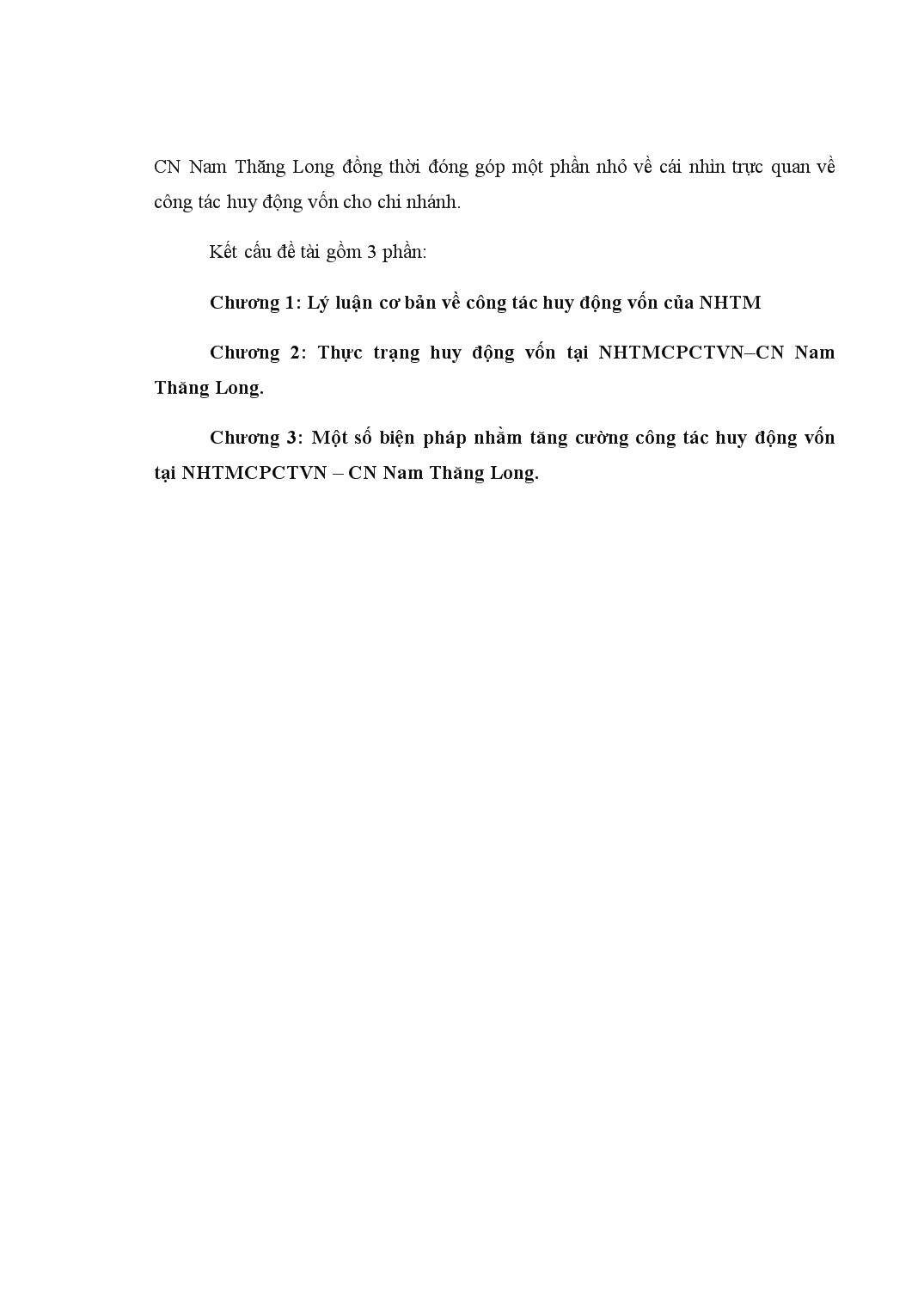 Chuyên đề Tăng cường huy động vốn tại NHTMCP Công Thương Việt Nam – Chi nhánh Nam Thăng Long trang 2