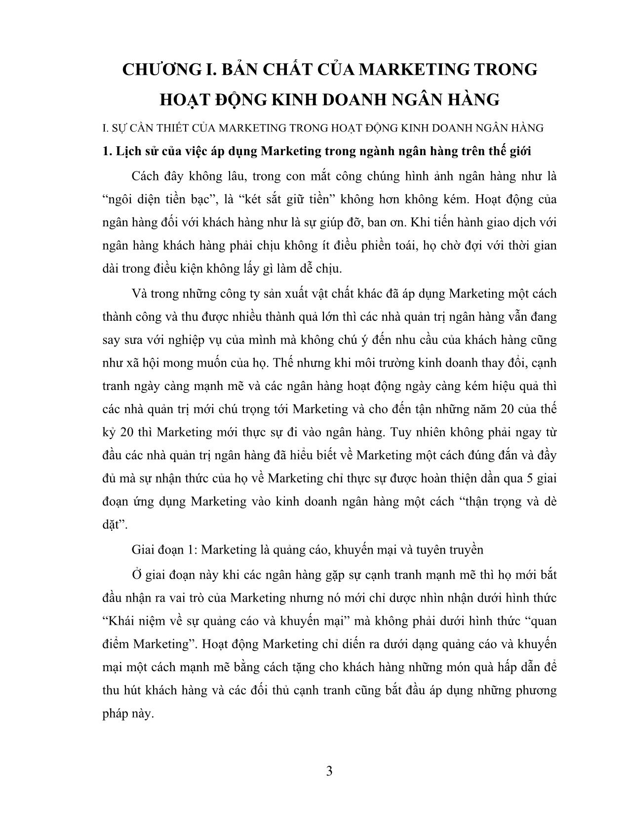 Đề án Hoạt động Marketing trong lĩnh vực ngân hàng ở Việt Nam: Thực trạng và giải pháp trang 4