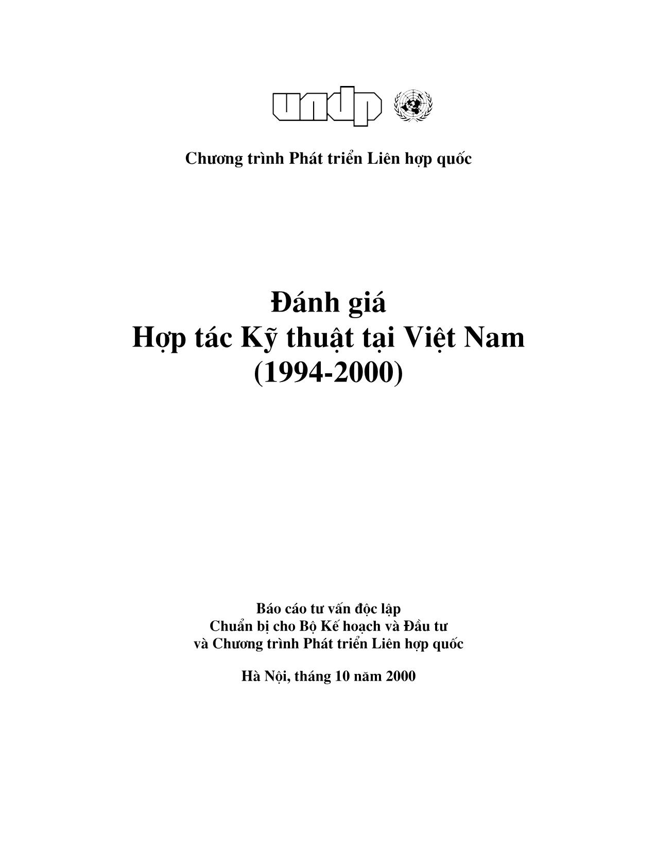 Đề tài Đánh giá Hợp tác Kỹ thuật tại Việt Nam (1994-2000) trang 1