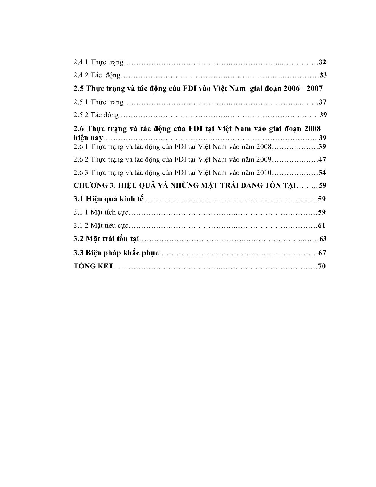 Đề tài Nghiên cứu về FDI vào Việt Nam giai đoạn 2000-2010 trang 4