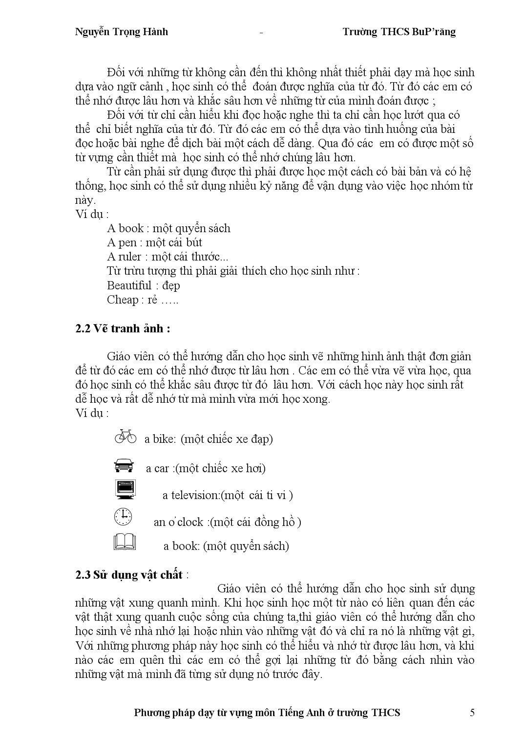 Đề tài Phương pháp dạy từ vựng môn Tiếng Anh trong trường THCS trang 5
