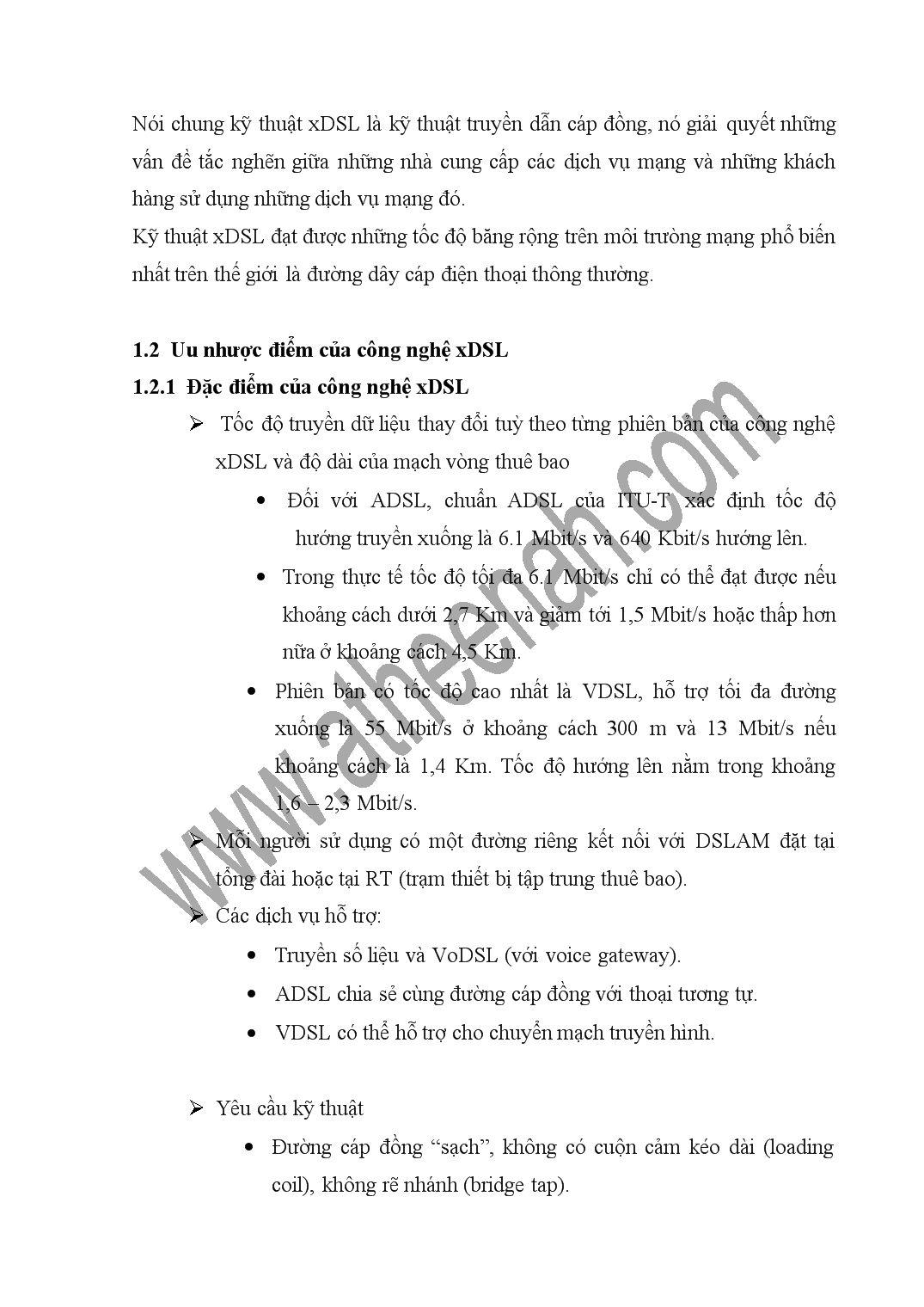 Đề tài Phương pháp đo kiểm và tình hình triển khai ADSL trang 4