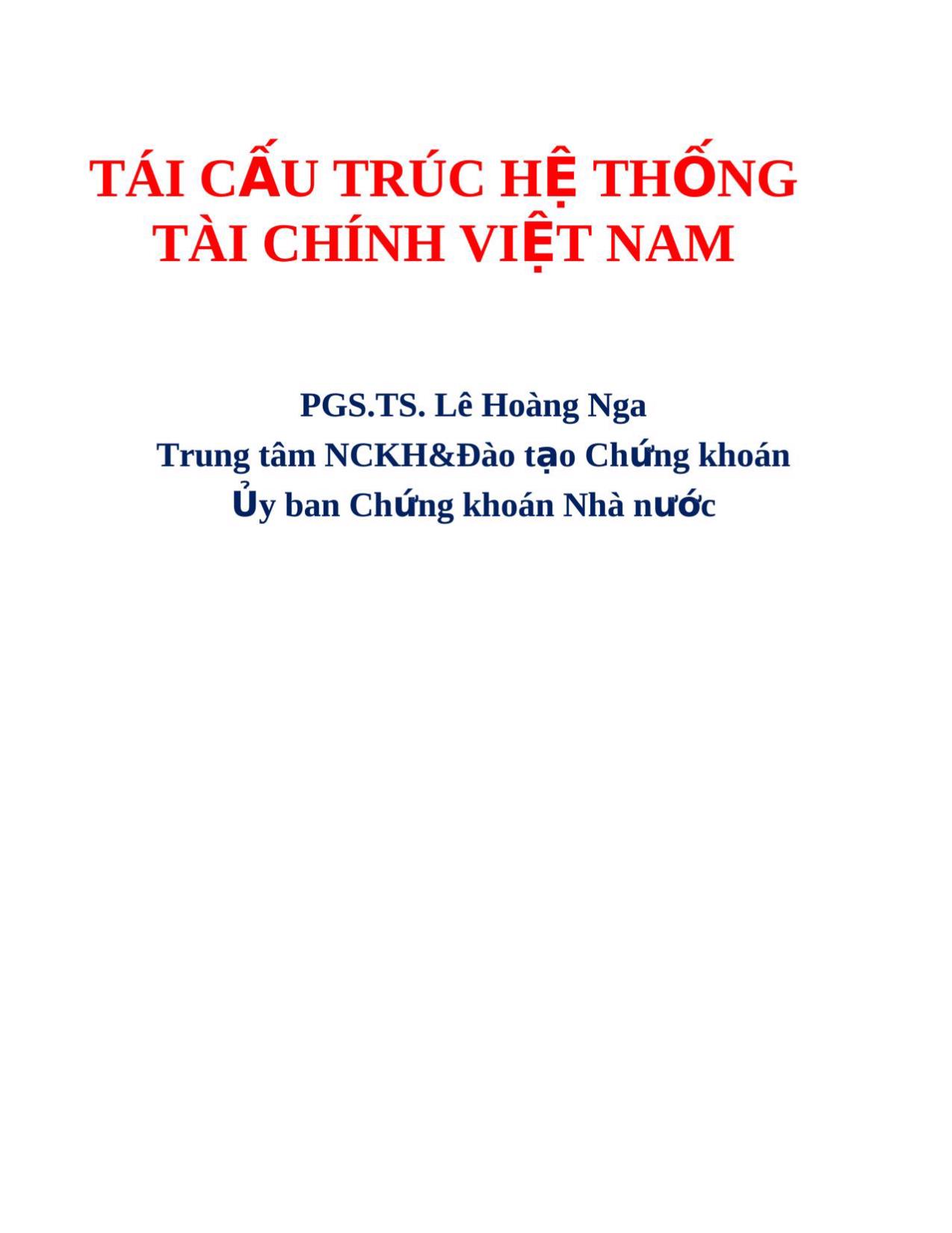 Đề tài Tái cấu trúc hệ thống tài chính Việt Nam trang 1