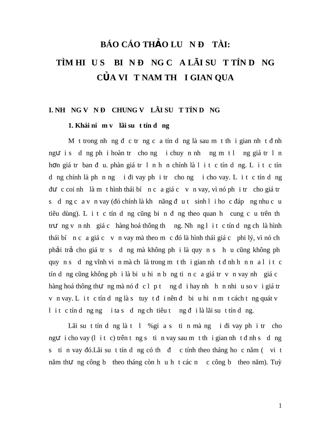 Đề tài Tìm hiểu sự biến động của lãi suất tín dụng của Việt Nam thời gian qua trang 1