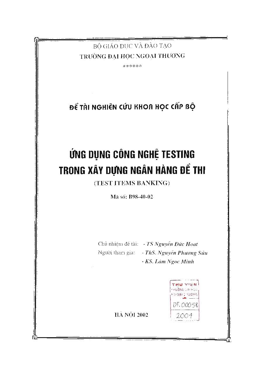 Đề tài Ứng dụng công nghệ Testing trong xây dựng ngân hàng đề thi trang 2