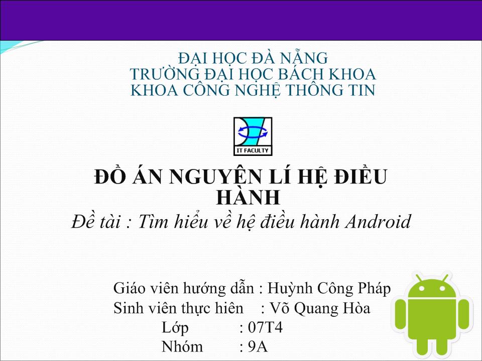 Đồ án Tìm hiểu về hệ điều hành Android (Slide) trang 1
