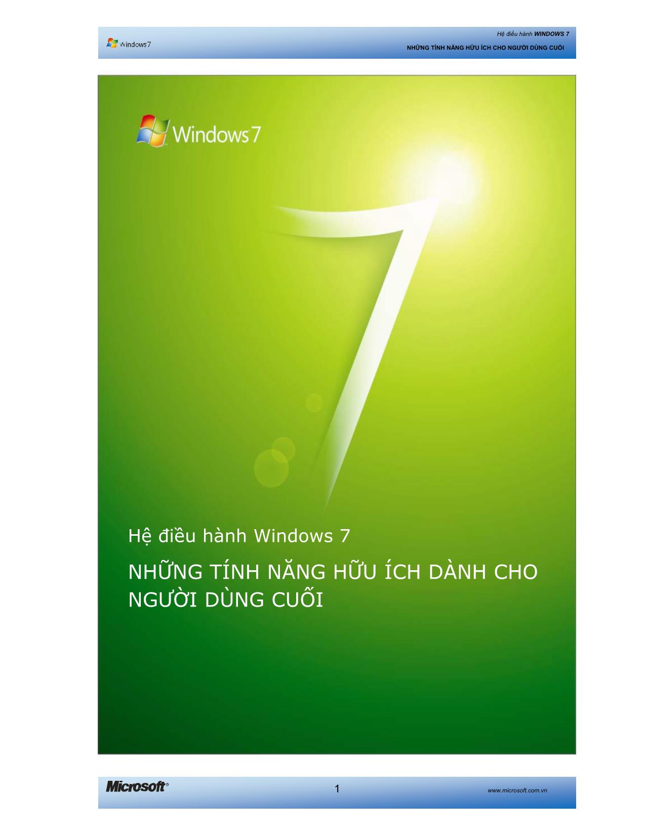 Hệ điều hành Windows 7 - Những tính năng hữu ích dành cho người dùng cuối trang 1