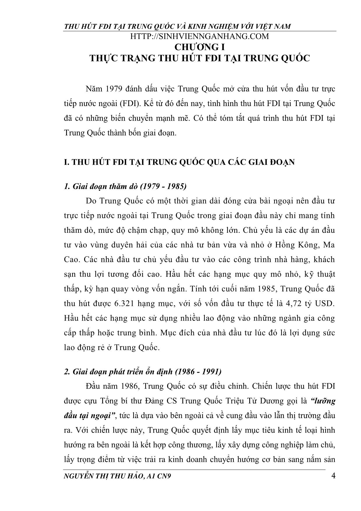 Khóa luận Thu hút FDI tại Trung Quốc và kinh nghiệm với Việt Nam trang 4