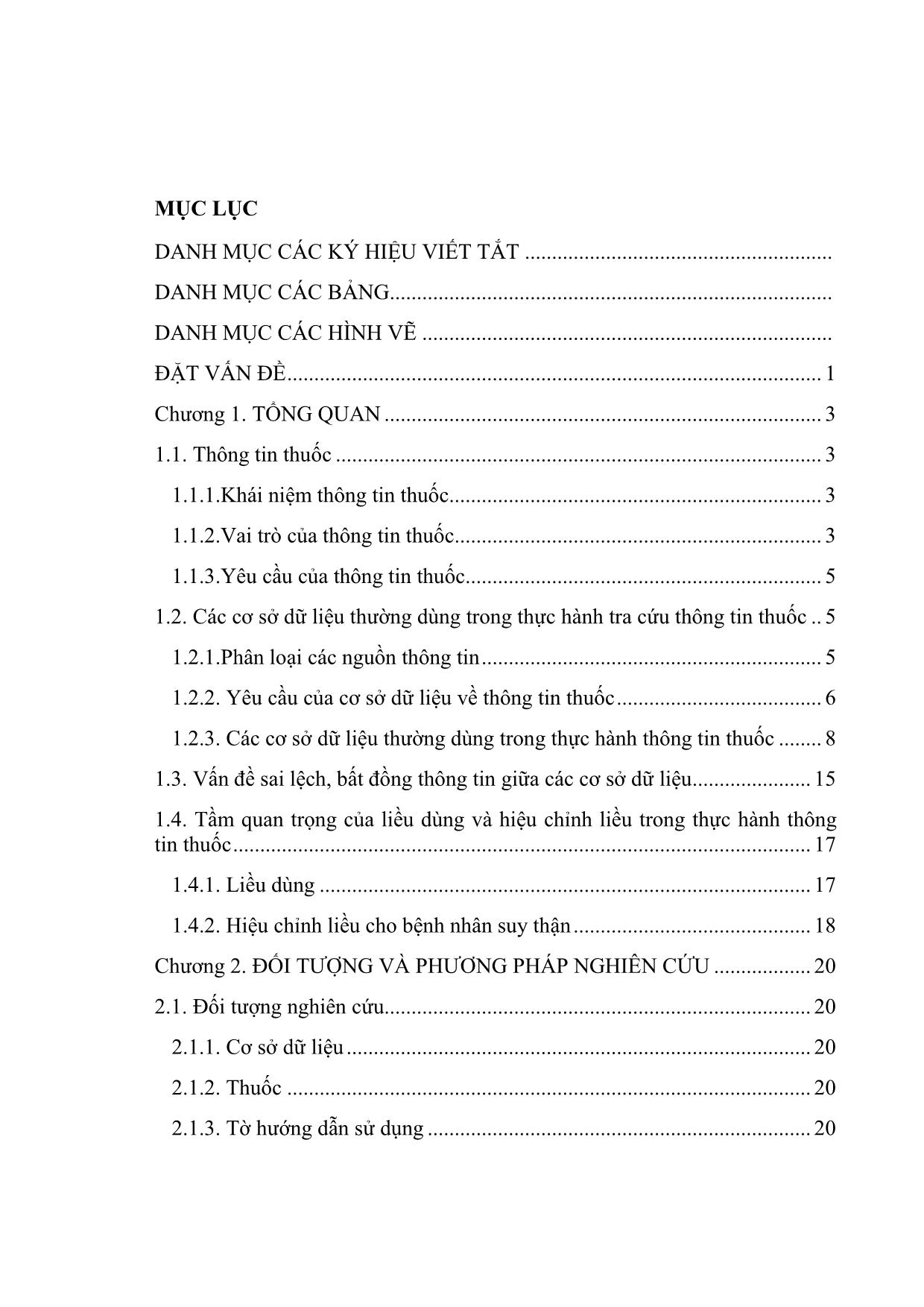 Luận văn Đánh giá thông tin về liều dùng và hiệu chỉnh liều trong các cơ sở dữ liệu thực hành tra cứu thông tin thuốc tại Việt Nam trang 3