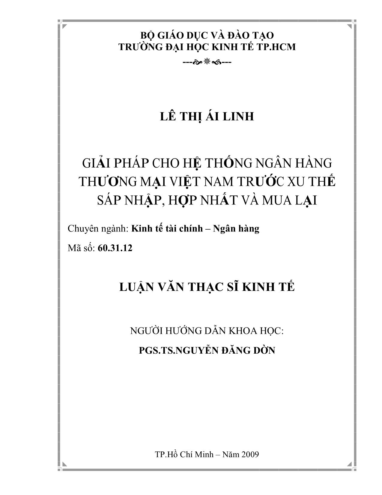 Luận văn Giải pháp cho hệ thống ngân hàng thương mại Việt Nam trước xu thế sáp nhập, hợp nhất và mua lại trang 2