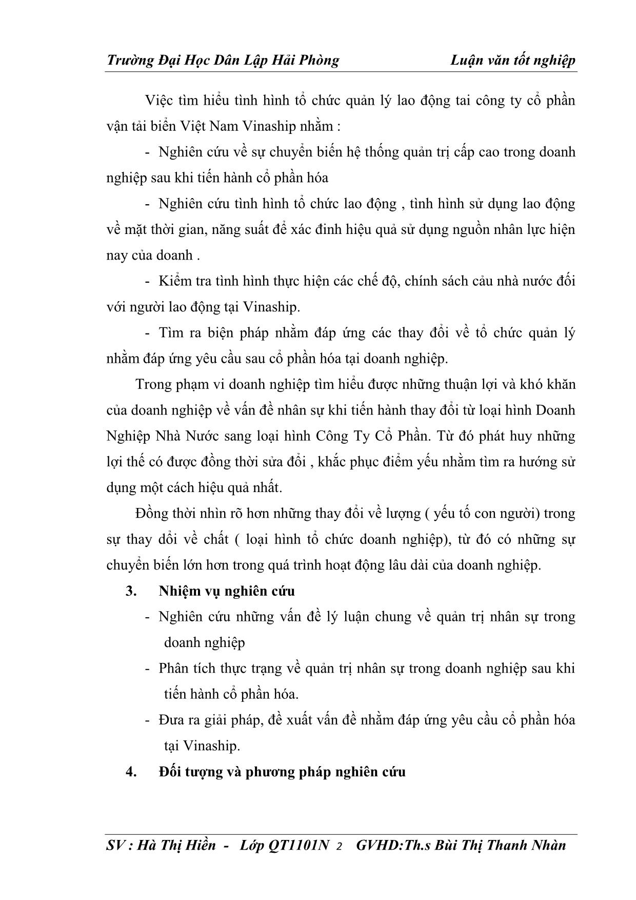 Luận văn Giải pháp nhân sự nhằm đáp ứng yêu cầu cổ phần hóa tại công ty cổ phần vận tải biển Việt Nam VinaShip trang 3