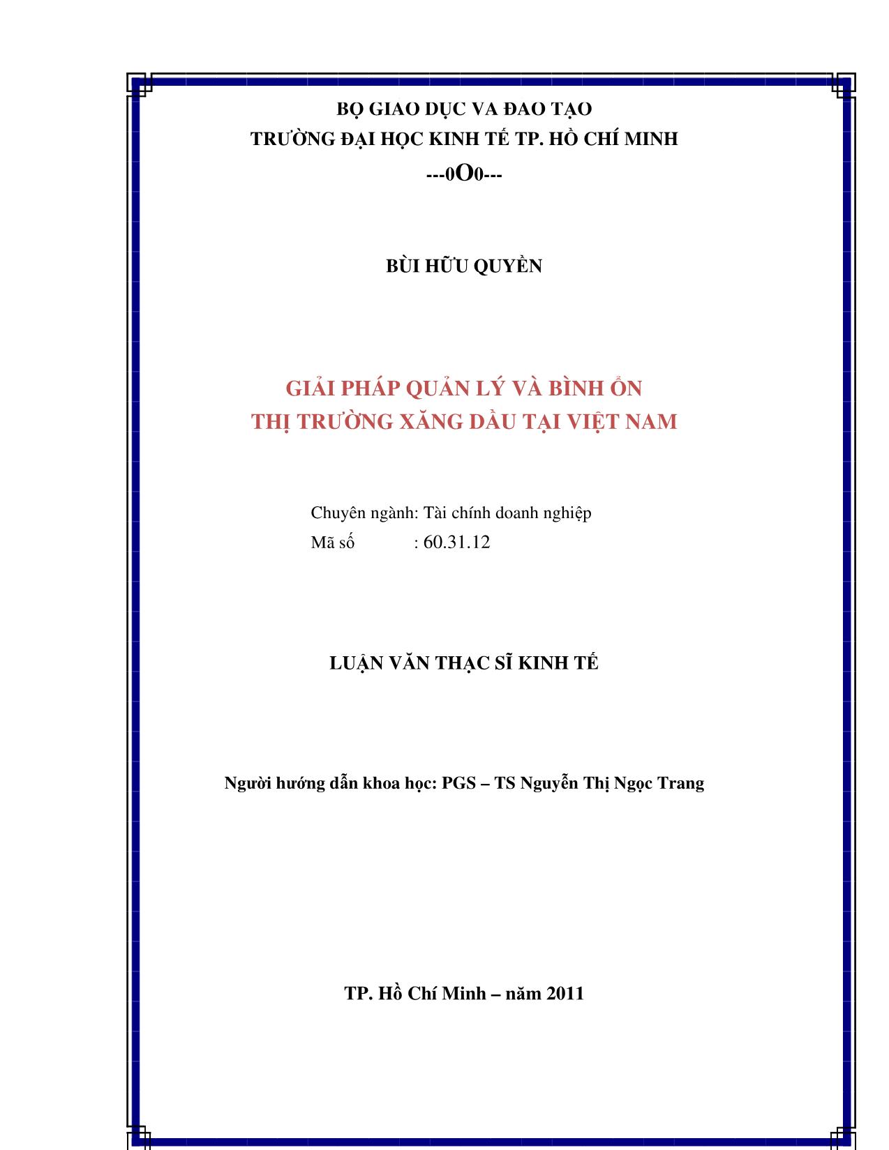 Luận văn Giải pháp quản lý và bình ổn thị trường xăng dầu tại Việt Nam trang 2