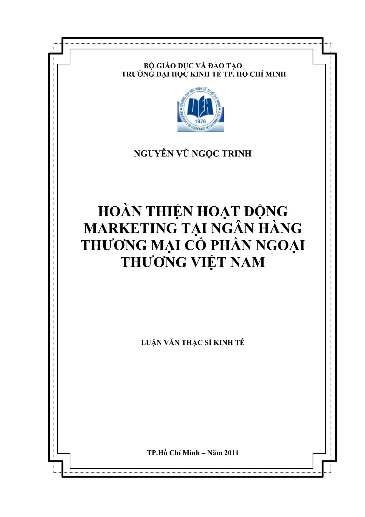 Luận văn Hoàn thiện hoạt động Marketing tại ngân hàng thương mại cổ phần ngoại thương Việt Nam trang 1