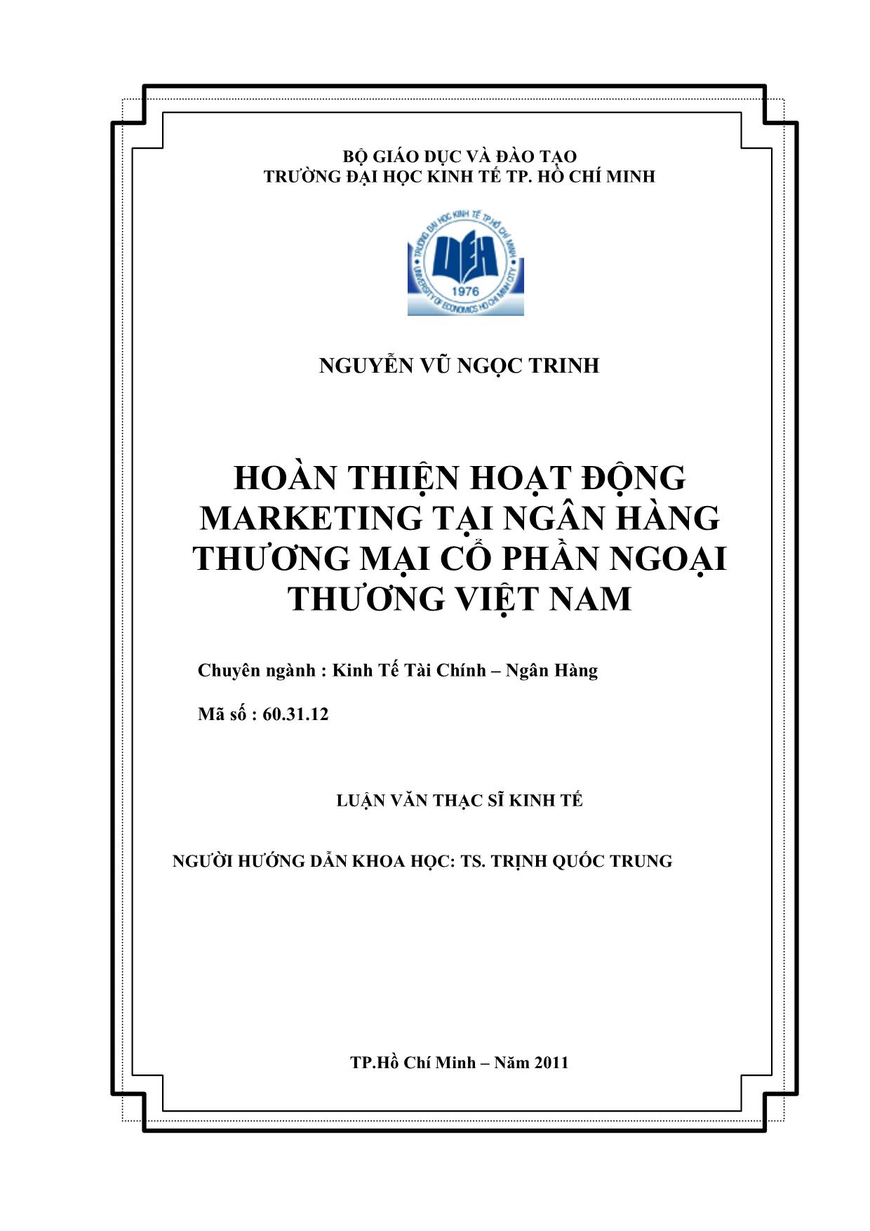 Luận văn Hoàn thiện hoạt động Marketing tại ngân hàng thương mại cổ phần ngoại thương Việt Nam trang 2