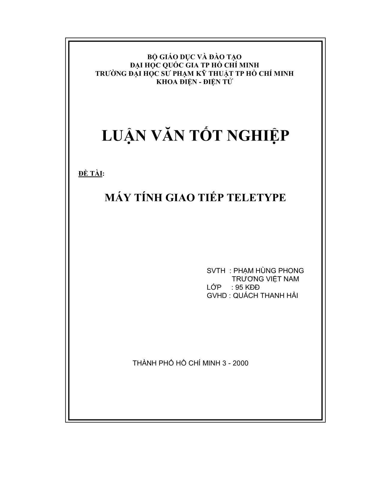 Luận văn Máy tính giao tiếp Teletype trang 1